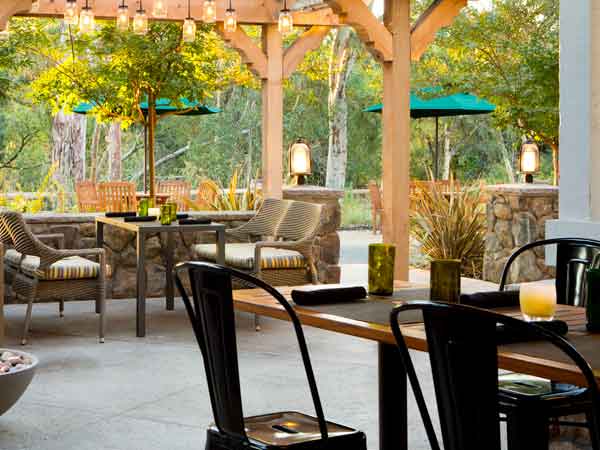 Patio during the day at River Terrace Inn in Napa Valley, California