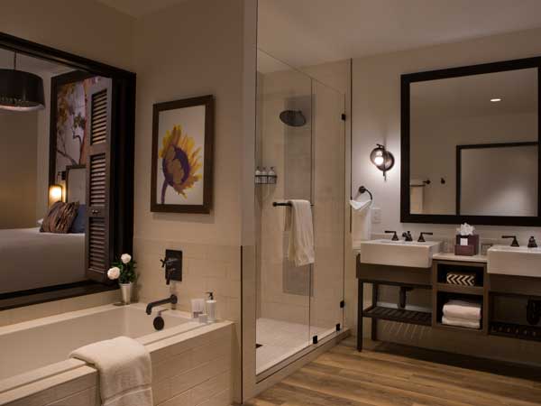 Luxury Suite bathroom with shower and bathtub Napa Valley