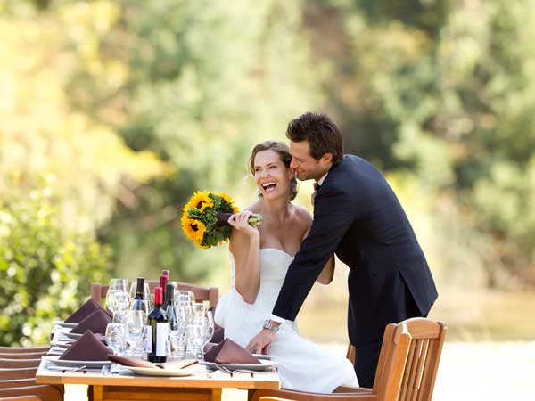 Bride and Groom at River Terrace Inn Wedding Reception in Napa Valley