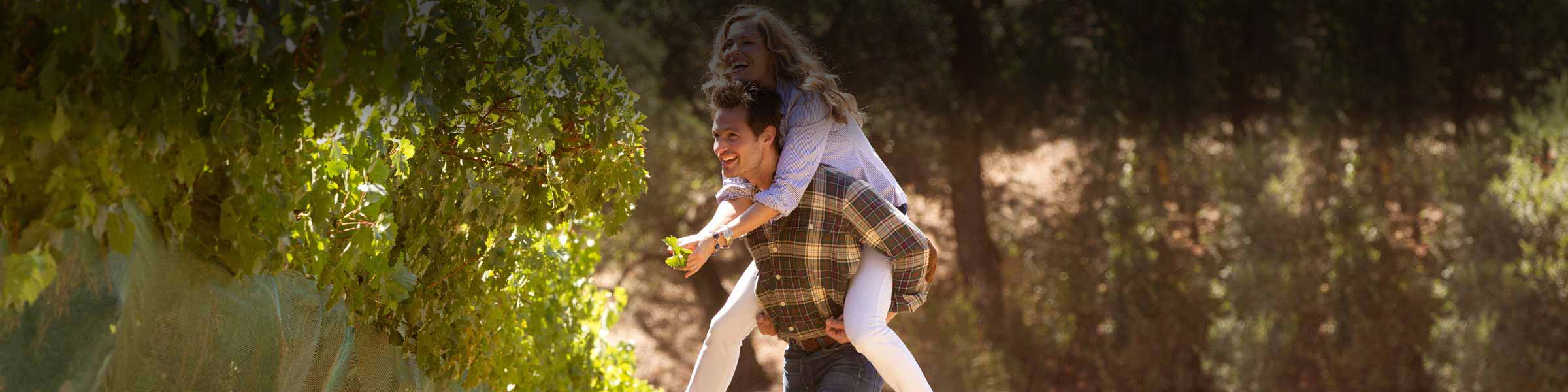 Piggyback ride through Napa Valley vineyard