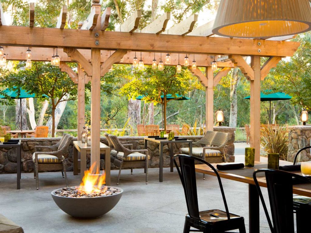 Patio during the day at River Terrace Inn in Napa Valley, California