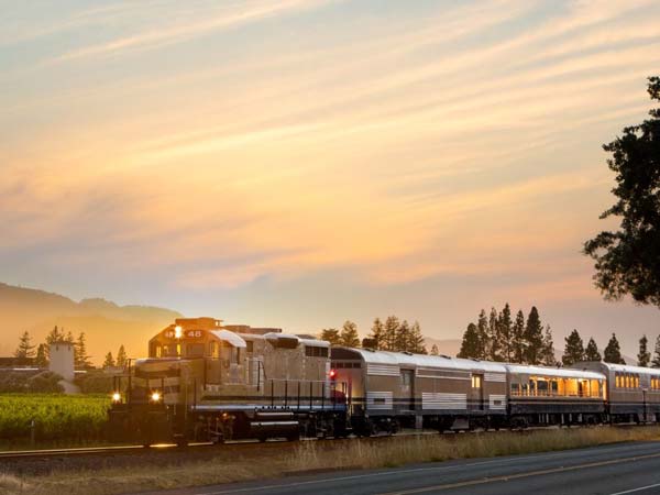 Napa Valley Wine Train At Sunset.