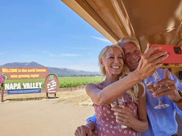 Couple Taking A Selfie On The Wine Train.