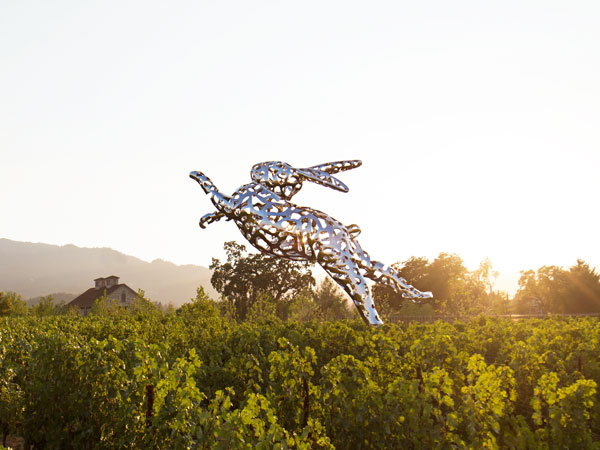Bunny sculpture in the wine field