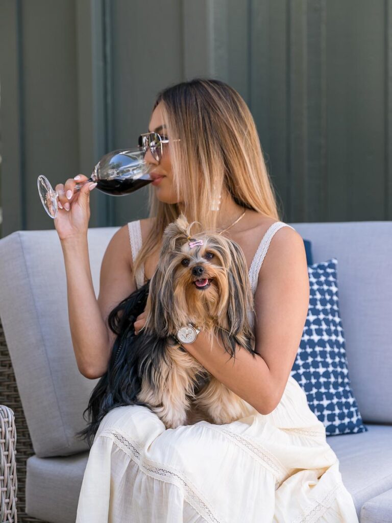 Lady With Wine And A Dog
