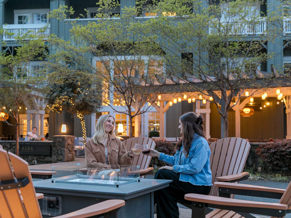 Girls Drinking Wine By A Firepit